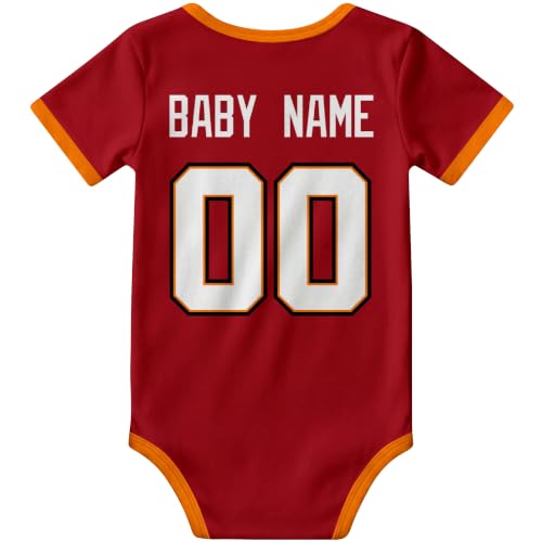 Image of KREDE Baby Clothes Custom Name Bodysuit for Baby Boy Gifts | Short Sleeves Bodysuit with Custom Number Name