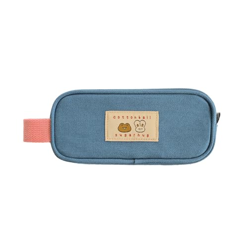 Image of Monolike Unmatched Friends Butter Pencil Case, Blue - Structured Square Desk Organizer, Large Capacity Aesthetic Stationery Pouch & Makeup Brush Bag