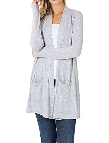 Women's Open Front Cardigan Long Sleeve with Pockets Casual Outwear