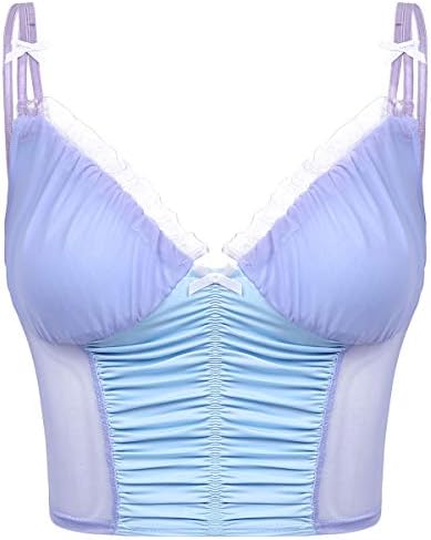 TSSOE Women Mesh Crop Top Sexy Spaghetti Strap Tank Top Backless E-Girl Camis Y2K Camisole Top Shirt 1 TSSOE Women Mesh Crop Top Sexy Spaghetti Strap Tank Top Backless E-Girl Camis Y2K Camisole Top Shirt