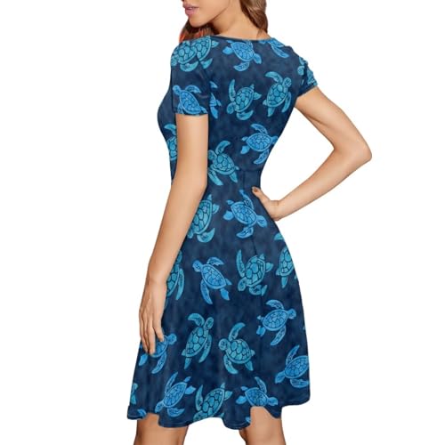 Image of Biyejit Women's Summer Casual Short Sleeve T-Shirt Swing Dress Crew Neck Plus Size S-4XL