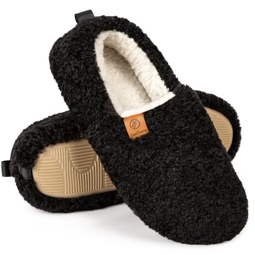Damen Hausschuhe Mit Memory Foam – Warme Winter-Slipper, Größe 36-43, Rutschfeste Sohle, Kunstfell-Innenfutter