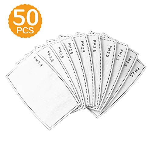 50PCS PM 2.5 Activated Carbon Filter Insert, 5 Layers Protective Filter Replaceable Anti