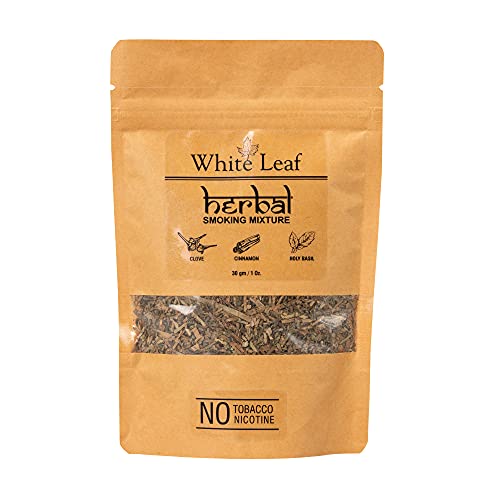 White Leaf Tobacco & Nicotine Free Smoking Mixture with 100% Natural Herbal Smoking Blend 1 Pack (1 oz/ 30g)