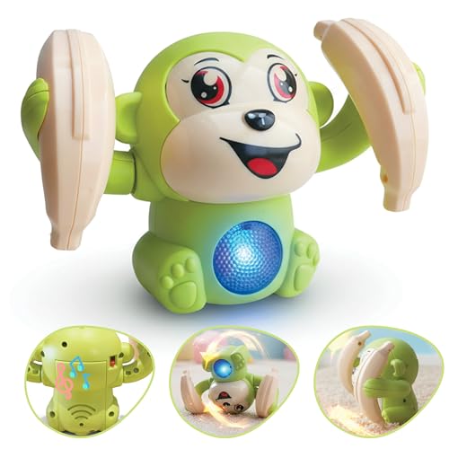 Image of Lifelong Cuppy Dancing Monkey Toy for Babies & Kids with 360 Tumbling, Rolling & Glowing Lights & Music | Non-Toxic, 3 AAA Battery Operated Interactive Toy for Kids 6+ Months & Above (LLCDC02, Green)