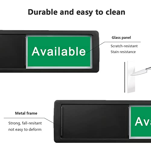 Image of in Use or Available Sign,Vacant Occupied Sign for Home Office Hotles Hospital Restroom, Vacant Occupied Slider Door Indicator Tells Whether Room in Use or Available,Non-Scratch Magnetic Slider Door Indicator Signs, 7'' x 2'' - Black