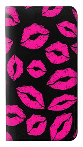 Housse cuir Samsung Galaxy A36 étui flip clapet noir motif bisous