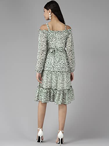 Image of Aarika Womens Black Color Georgette Printed Dress