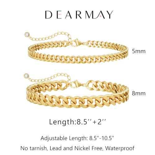 Image of DEARMAY Gold Ankle Bracelets for Women Waterproof, Non Tarnish 14K Gold Plated Beaded Link Chain Anklets, Layered Summer Beach Jewelry Gifts, Dainty Bikini Outfits for Vacation