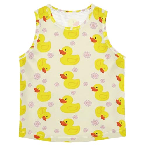 J JOYSAY Rubber Duck Flowers Beige Boys Tank Top Sleeveless Muscle Shirts Quick Dry Kids T-Shirts 3-15T