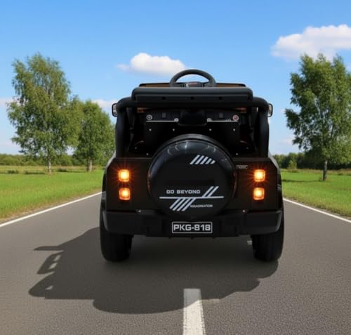 Image of Kids Defender 4X4 Heavy Duty 12V Electric Ride On for Kids with Remote Control 1-7Yrs Car Battery Operated Ride On (Metallic Black)