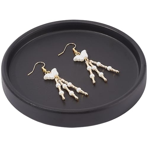 Beebeecraft Plateau à Bijoux Rond en Céramique Noir de 4.8(5) cm Plat Organiseur de Salle de Bain pour Savon Parfum Bougie Petite Plante Mini Commode...