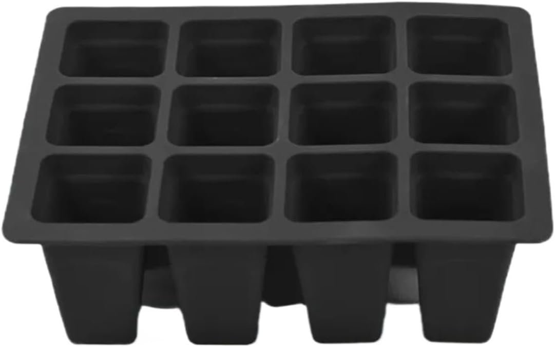 Silicone Seed Germination Trays with Drainage Holes, Plaid Square Seedling Containers for Indoor Gardening & Greenhouse(White)