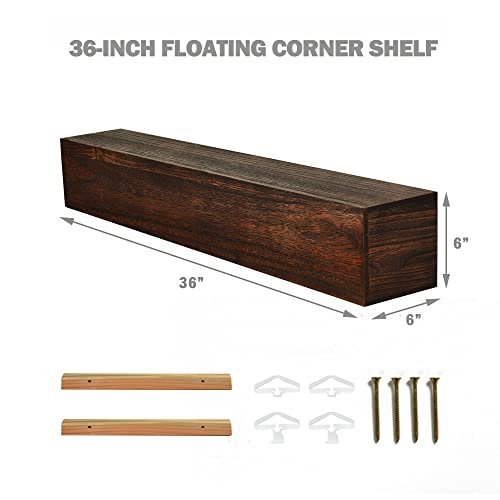 Welland 36 Inches Rustic Floating Shelf For Living Room, Bathroom, Bedroom & Kitchen, Solid Wood Wall Shelf (36"X6"Dx6 H) #TOP5