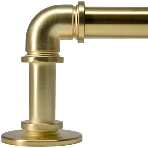 WORLD RODS Brushed Gold Curtain Rods 18 to 88 in,Wraparound Curtain Rods,Adjustable Length,1 in Diameter Pipe,Wall or Ceiling Mounted,for Bedroom and