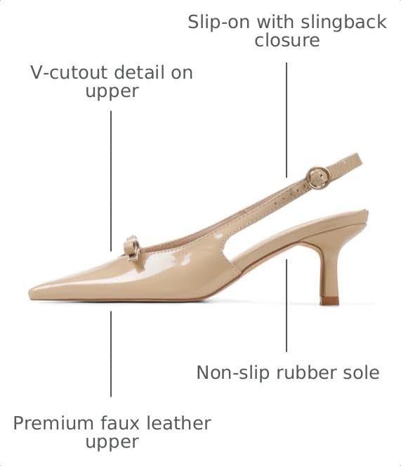 Image of Mattiventon Kitten Heels with Bow Closed Toe Slingback Heels
