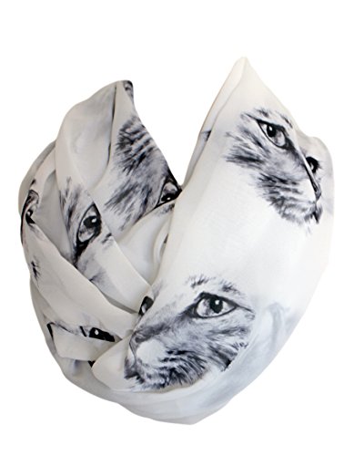 Etwoa Cat Face Print Infinity Scarf Circle Scarf Loop Scarf
