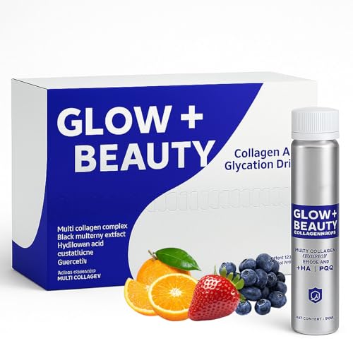 Glow Beauty Fruit-Flavored Anti-Glycation Oral Liquid, 18,000mg Collagen, with Hyaluronic Acid, Helps Enhance Skin's Natural Radiance (1 Box)