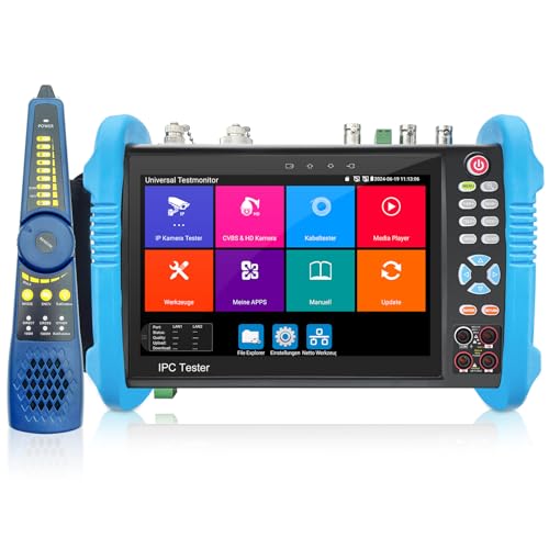 Henkion Tester Probador de CCTV IPC-9800MOVTADHS Pro, Pantalla Táctil IPS de 7 Pulgadas compatible con 8K y 4K, 8 MP, HD-TVI CVI AHD SDI prueba IPC IP OPM VFL TDR Probador de Cables POE HDMI VGA WiFi