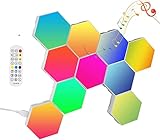 10PCS Hexagonal LED Pared Luces, Paneles LED Hexagonal con Smart Control Remoto, RGB Neon Pared Inteligentes Luz Nocturna, Panel Sincroniza juegos con música para Gaming Corredor Oficina Decoracion