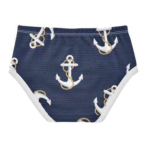 Cotton Toddler Girls Underwear White Anchors Gold Blue Cute Panties Girl Artistic Undies Kids Briefs 2t2