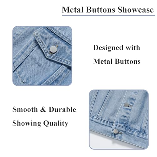Image of Men's Denim Jacket Vintage-Inspired Jean Jacket with Multiple Pockets - Cotton Blend, Machine Washable