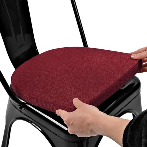 Image of BUYUE Friendly Woven Fabric 14x14 Magnetic Cushion for Metal Chair 1 Piece, Enhanced Anti-Slip Seat Pad for Dining Kitchen Cafe Stackable Chair (U-Shape, Red, 1 Count)