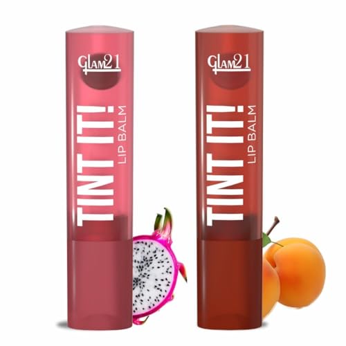 Image of Glam21 Tint it! Lip Balm | Everyday Hydration & Moisturized Lips with Vitamin-E, Shea Butter, Avocado Oil, SPF15 |Lip Care For Dry & Chapped Lip | 3.5gm Each | Combo Pack Of 2 (Dragon Fruit & Apricot)