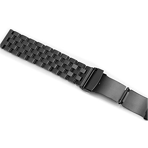 Stainless Steel Watch Band with Double Buckles Deployment Clasp 5 Rows Metal Watch Strap Bracelet for Men Women 20mm Black