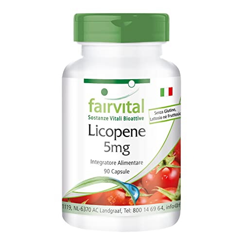 Fairvital | Licopene 5Mg - Massa Per 3 Mesi - Vegan - Alto Dosaggio - 90 Capsule - Da Estratto Di Pomodoro