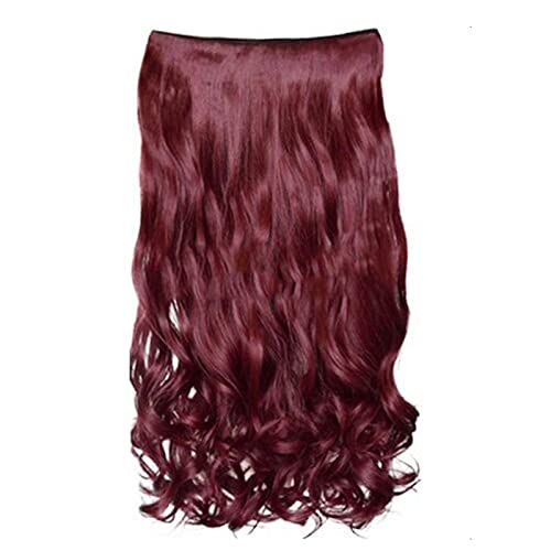 Peluca de las mujeres sexy largo rizado Hairpiece 5 clips calor sintético ondulado peluca sintética peluca diaria Cover