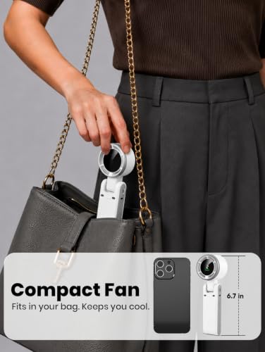 Image of EcoNour Portable Handheld Fan - 5 Gear High Speed 13550 RPM Rechargeable Mini Personal Hand Fans that Blow Cold Air, Battery Powered Travel Fan Essentials, for Women, Men - White
