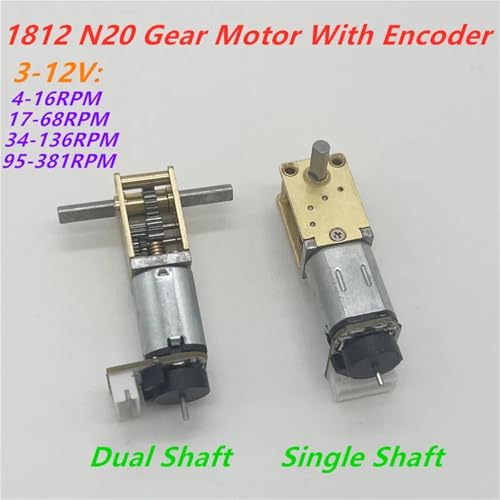 Reductor de engranajes N20 de metal con codificador y eje S para micromotores CC de robot 2