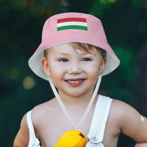 Kids Sun Hat Hungary Flag Bucket Hat for Girls & Boys,Lightweight Nylon Packable Fun & Cool Reversible 7
