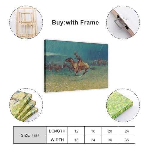 Impression sur toile The Stampede de Frederic Remington de qualité - 2