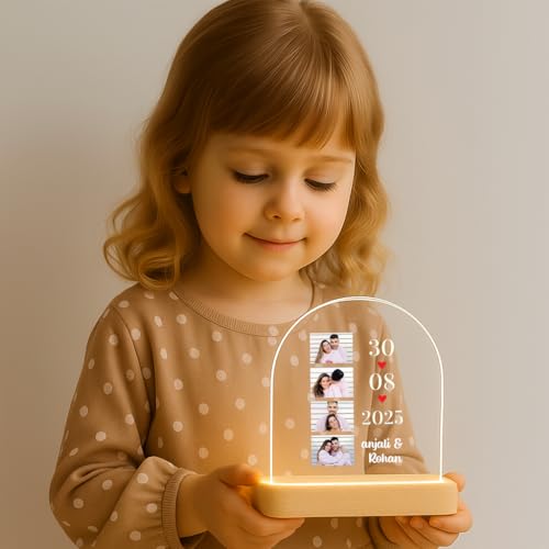 Image of Customized Photo Led Light With Adapter Frame for Couples | Personalized Picture Frame Wooden Stand | Custom Gift | Romantic Anniversary, Wedding, Birthday valentine's day for Gift Him or Her (Desgin 4)
