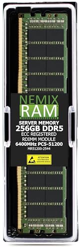 Image of NEMIX RAM 256GB (1X256GB) DDR5 6400MHZ PC5-51200 CL52 4Rx4 1.1V 288-PIN ECC RDIMM Registered Server Memory