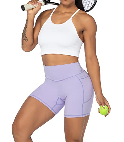 Image of Sunzel Women's Biker Shorts in High Waist Tummy Control with Deep Pockets | 3, 5 Or 8-Inch Inseam, High Waisted, No Front Seam, Side Pockets, Buttery Soft, Compression Fit, Squat Proof, Tummy Control