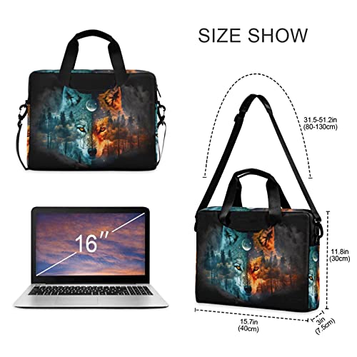 Wolf Forest Night Laptop Bag, Laptop Sleeve Case with Non-Slip Shoulder Strap Multi-Pockets Messenger Bag Briefcase Fits 13-16 in Laptop Tablet3