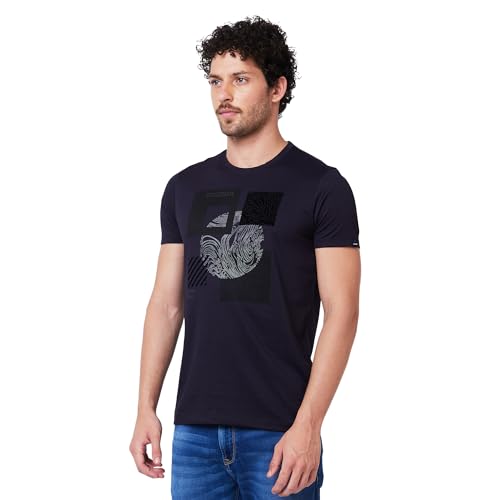 Image of Spykar Men's Slim Fit Round Neck Half Sleeve Solid Casual T-Shirt