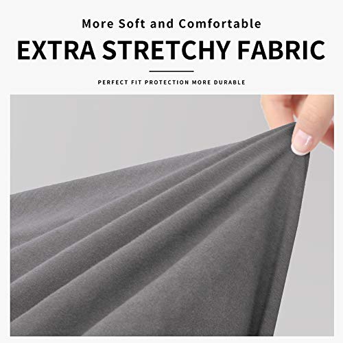 Image of Easy-Going Waterproof 3-Piece Oversized Loveseat Couch Covers for Sofa | 3-Piece Set Spandex Sofa Cover Slipcover Elastic Bottom Dog Pet Friendly Light Gray
