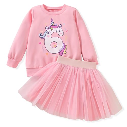 6th Birthday Outfit for Girls 6 Year Old Six Sixth Sweatshirt Tutu Skirt Fall Clothes