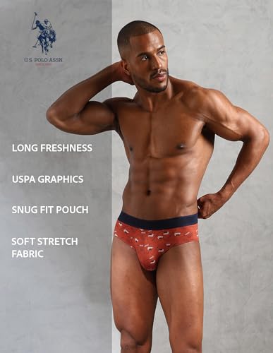 Image of U.S. Polo ASSN. Mens OEB16 Low Rise Printed Underwear Briefs - Pack of 3