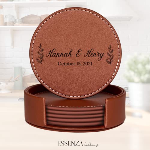 Set of 6 Leather Coasters