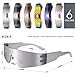 COASION 2000S Silver Futuristic Metallic Sunglasses Cyberpunk Concert Glasses for Women Men, Game 2077 Costume Eyewear (Silver/Silver Mirror)