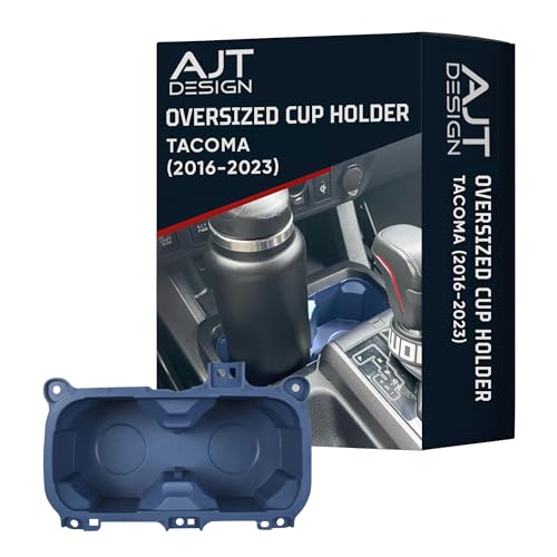 AJT DESIGN Oversized Cup Holder for Toyota Tacoma (2016-2023) | ABS Plastic Oversized Cup Holder Replacement for Tacoma - Cavalry Blue | Vessel Diameter of 3.65' | Made in USA