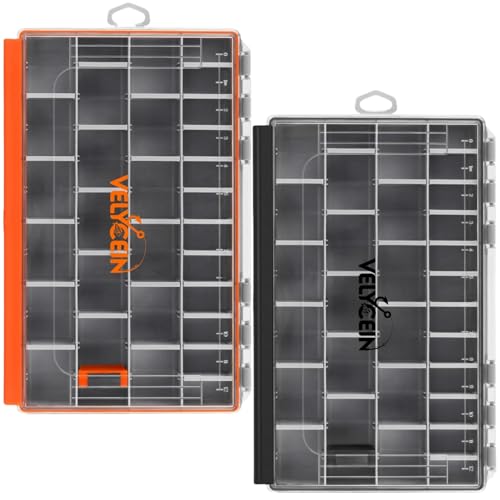 Image of Fishing Tackle Box,2pack 3700 Waterproof Tackle Tray With 20 Removable Dividers,Clear Lure Organizer For Swimbaits,Hooks And Terminal Tackle Storage