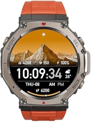 Lonvgrt - Reloj Inteligente Deportivo Sekoda con GPS  Estilo Militar  For Hombre  con Llamadas Bluetooth  Monitor De Actividad Y Modos Deportivos for Android E iOS Red 