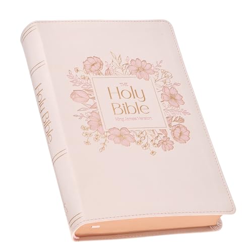 KJV Holy Bible, Giant Print Standard Size Red Letter Edition, Thumb Index Tabs & Ribbon Marker, King James Version, Vegan Leather, Pink, 14 pt. Type