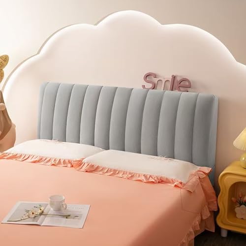 XIFUHUI Bettkopfteilbezug,Bettkopfabdeckung Verdicken Gesteppt Dehnbar,All-Inclusive Bettkopfteil Hussen dick für eine Vielzahl von Bettköpfen (Hellgrau, 200cm)